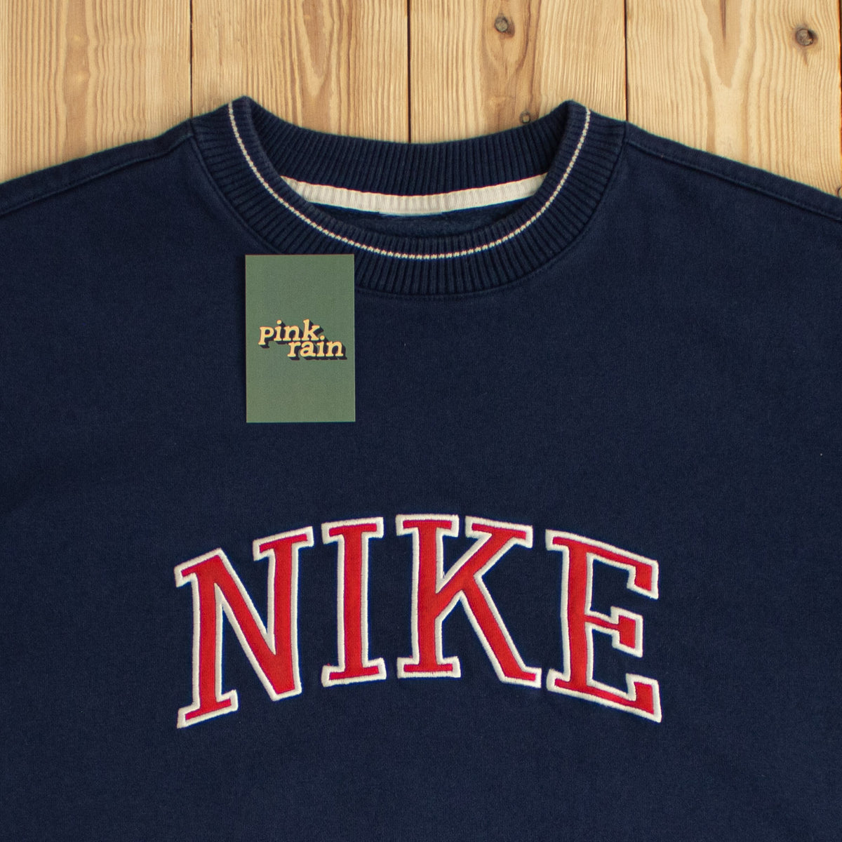 (XL) Nike Spell Out Vintage Embroidered Sweatshirt Blue
