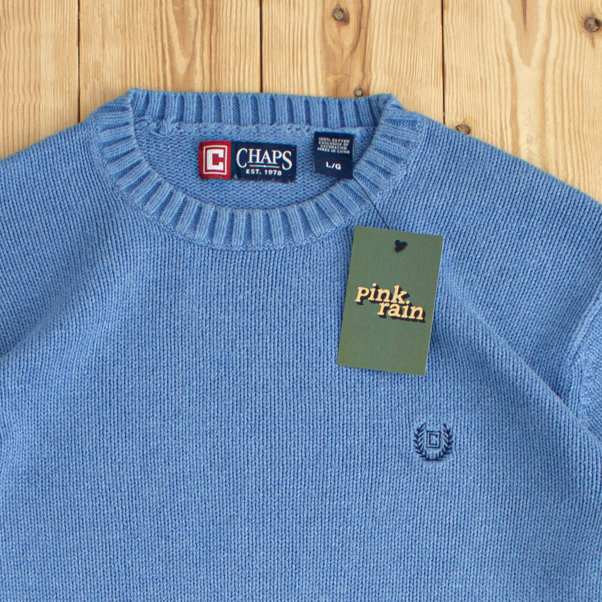 (S) Chaps Ralph Lauren Vintage Embroidered Sweatshirt Blue