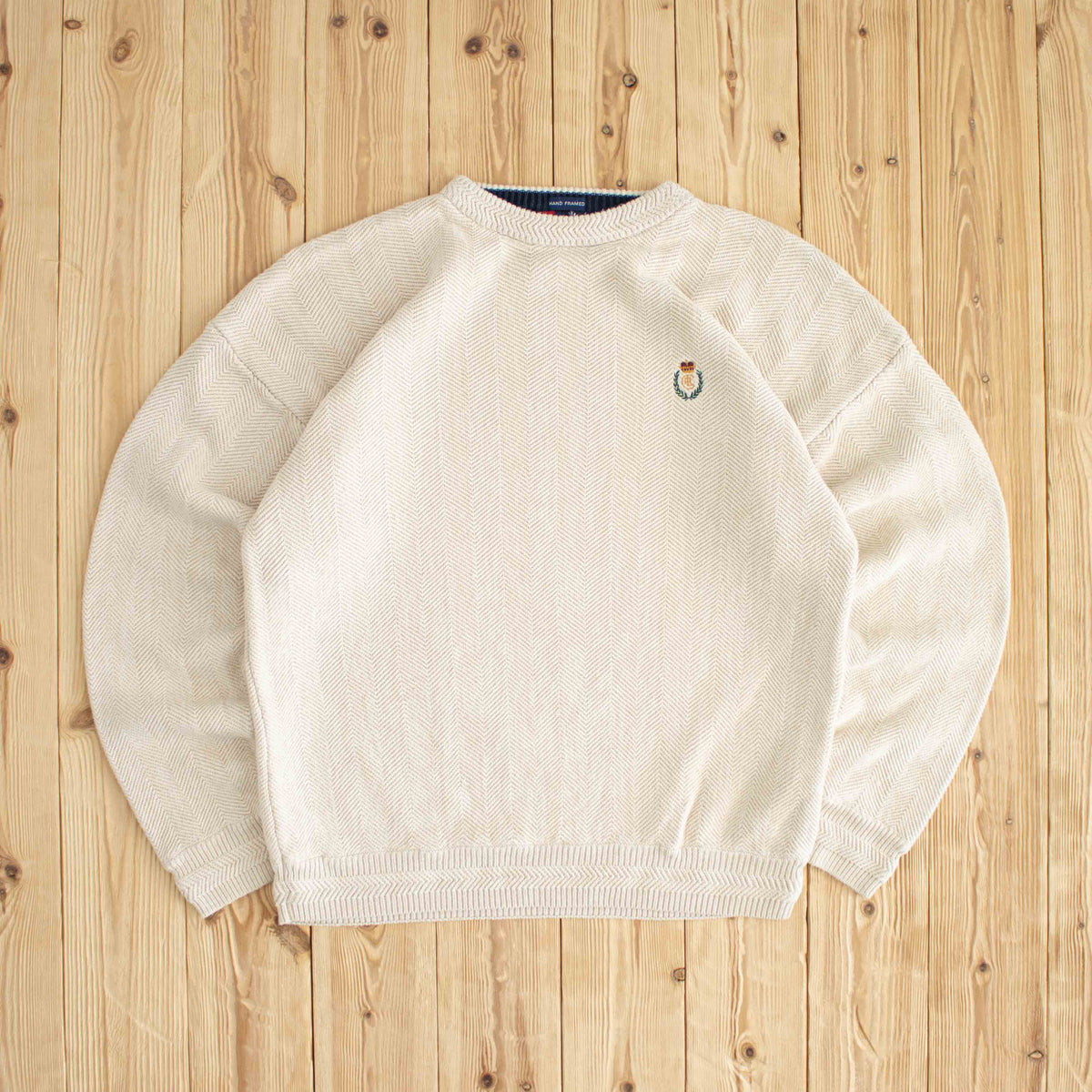 (L) Chaps Ralph Lauren Vintage Embroidered Sweater Beige