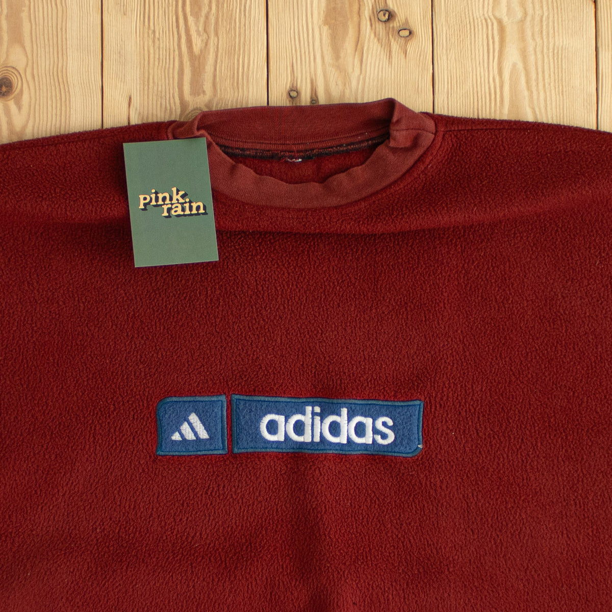 (L) Adidas Vintage Embroidered Fleece Sweatshirt Red
