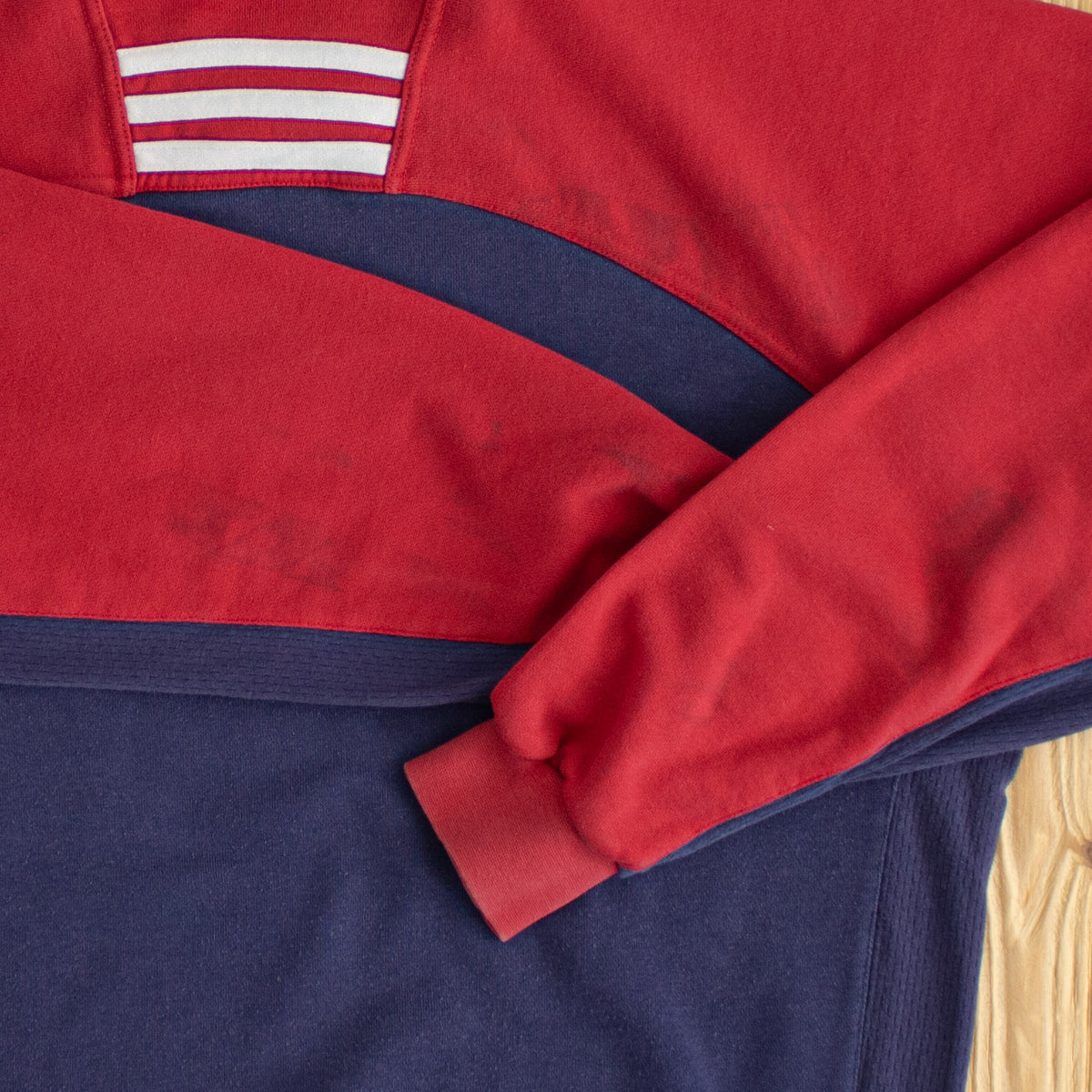 (L) Adidas Center Logo Vintage Embroidered Sweatshirt Blue