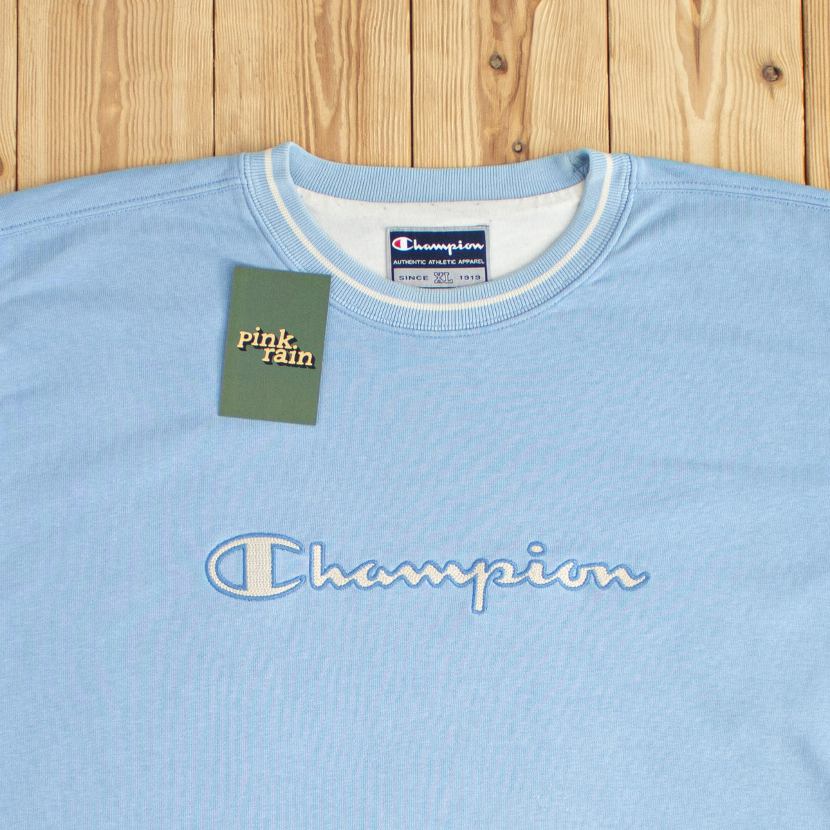 (XL) Champion Vintage Embroidered Sweatshirt Blue