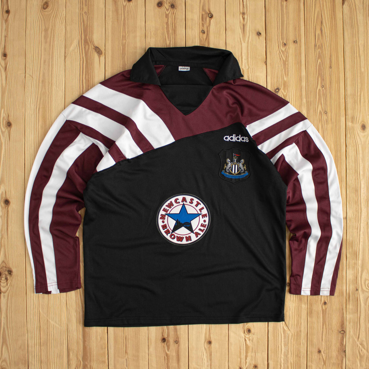 (M) Adidas Newcastle United Embroidered Long Sleeve Shirt Black