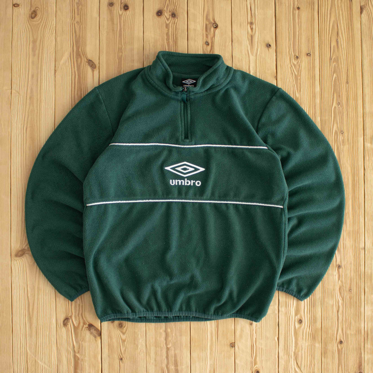 (S) Umbro Vintage Embroidered Fleece Quarter-Zip Green