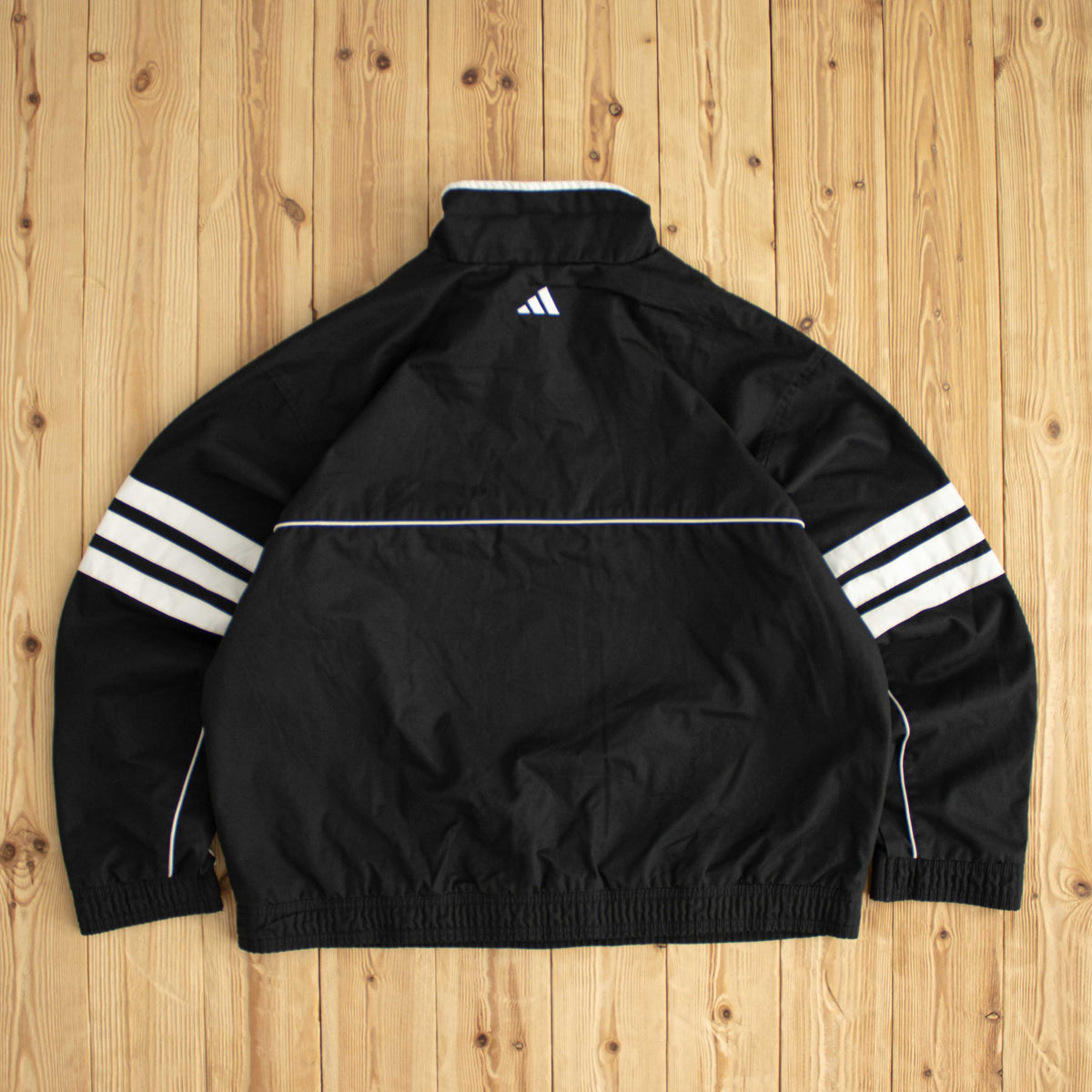 (L) Adidas Vintage Essential Embroidered Quarter-Zip Jacket Black
