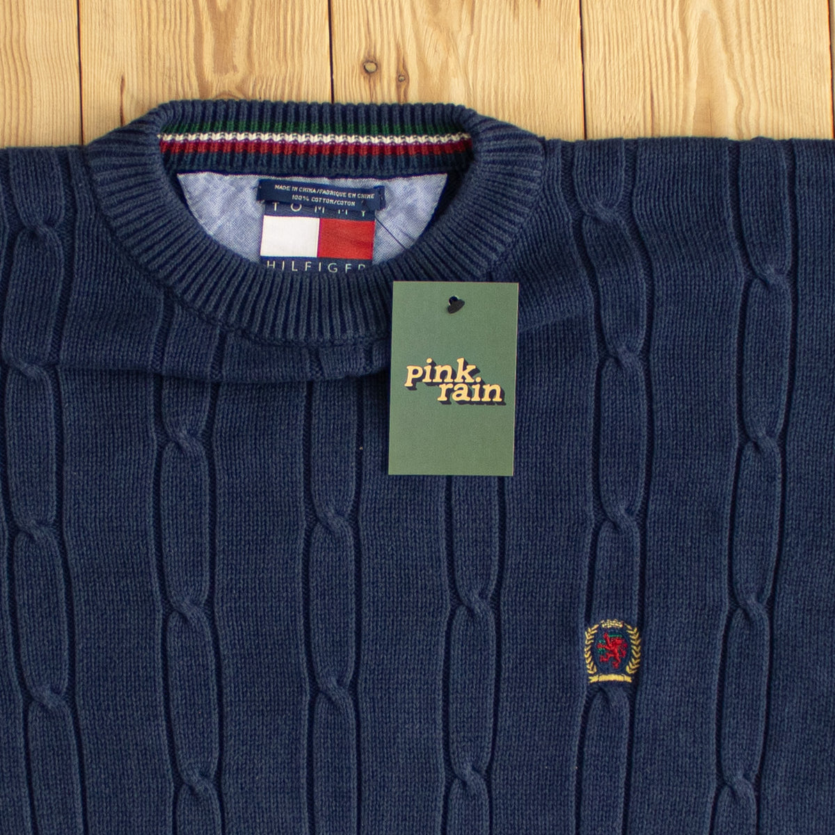 (L) Tommy Hilfiger Vintage Embroidered Sweater Blue
