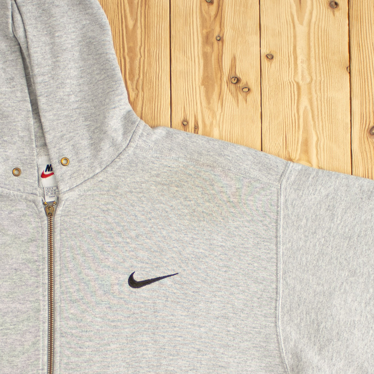 (L) Nike Vintage Essential Embroidered Full-Zip Hoodie Gray