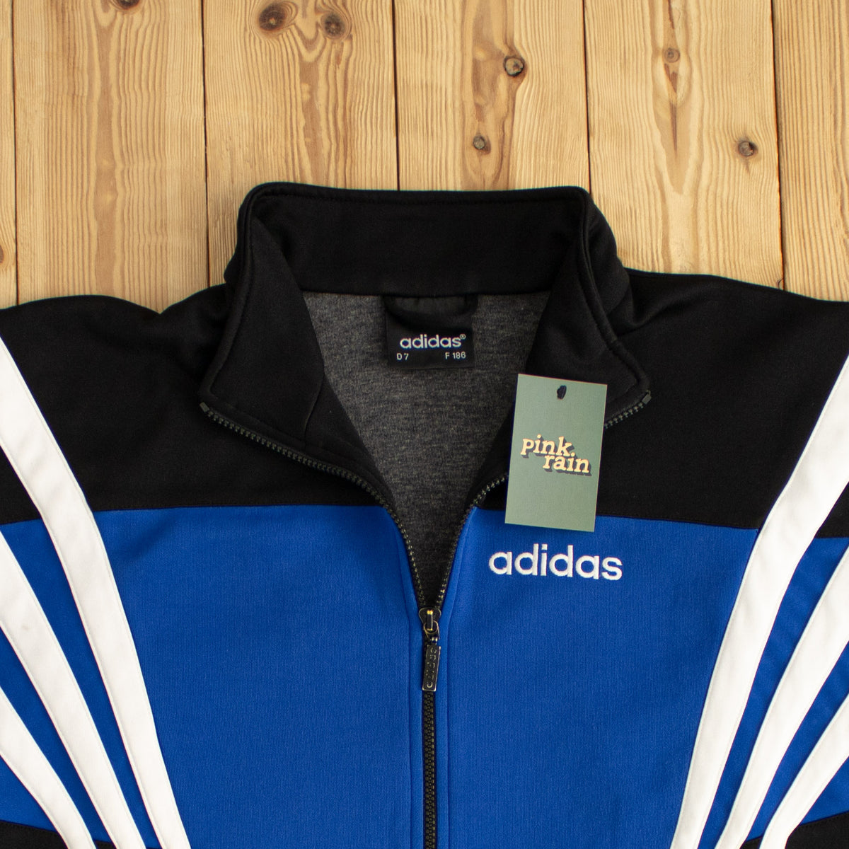 (L) Adidas Vintage Side Striped Embroidered Full-Zip Sweatshirt Black