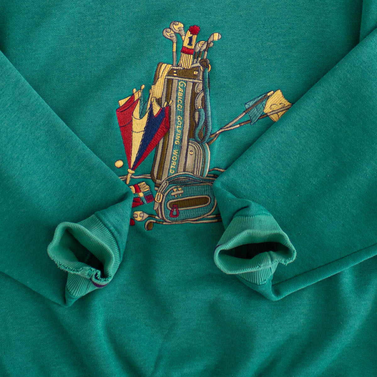 (M) Gabicci Golfing World Vintage Embroidered Sweatshirt Green