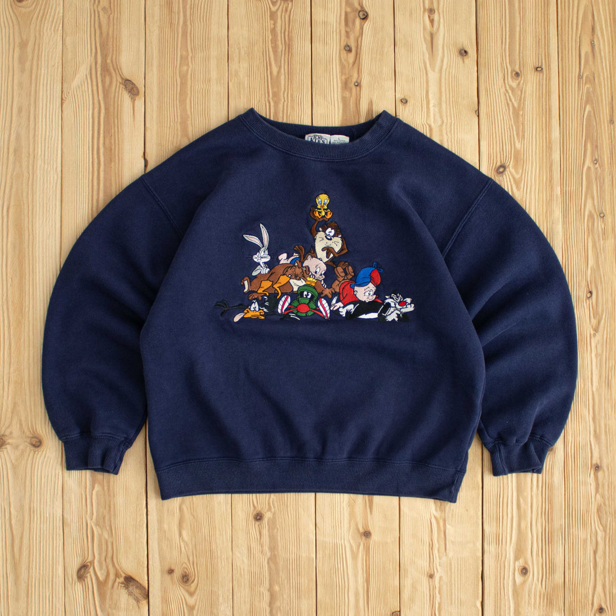 (XS) Acme Looney Tunes Vintage Embroidered Sweatshirt Blue