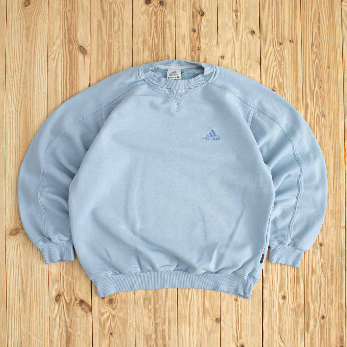 (S/M) Adidas Vintage Essential Embroidered Sweatshirt Blue