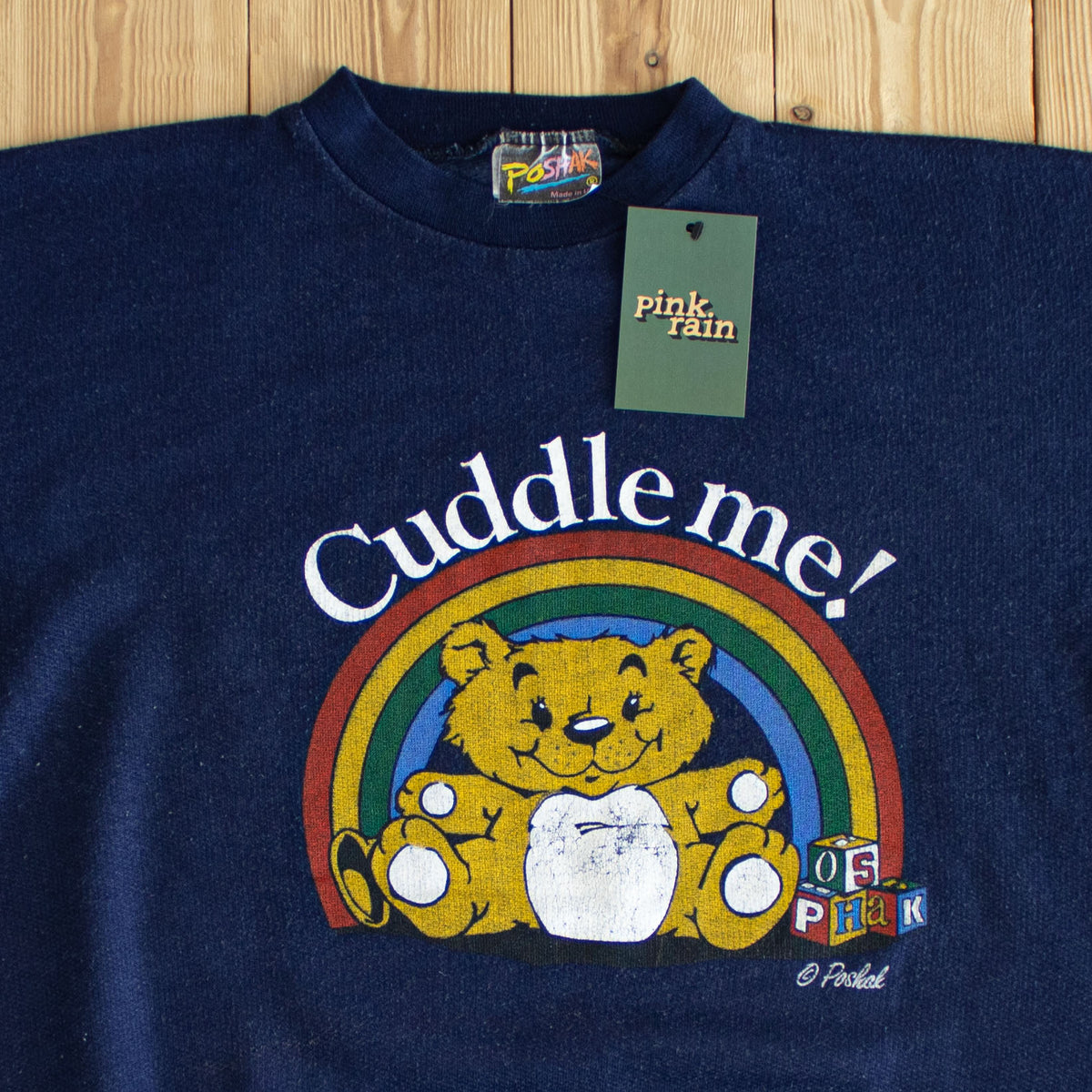(M) Poshak 'Cuddle Me' Teddy Bears Vintage Sweatshirt Blue