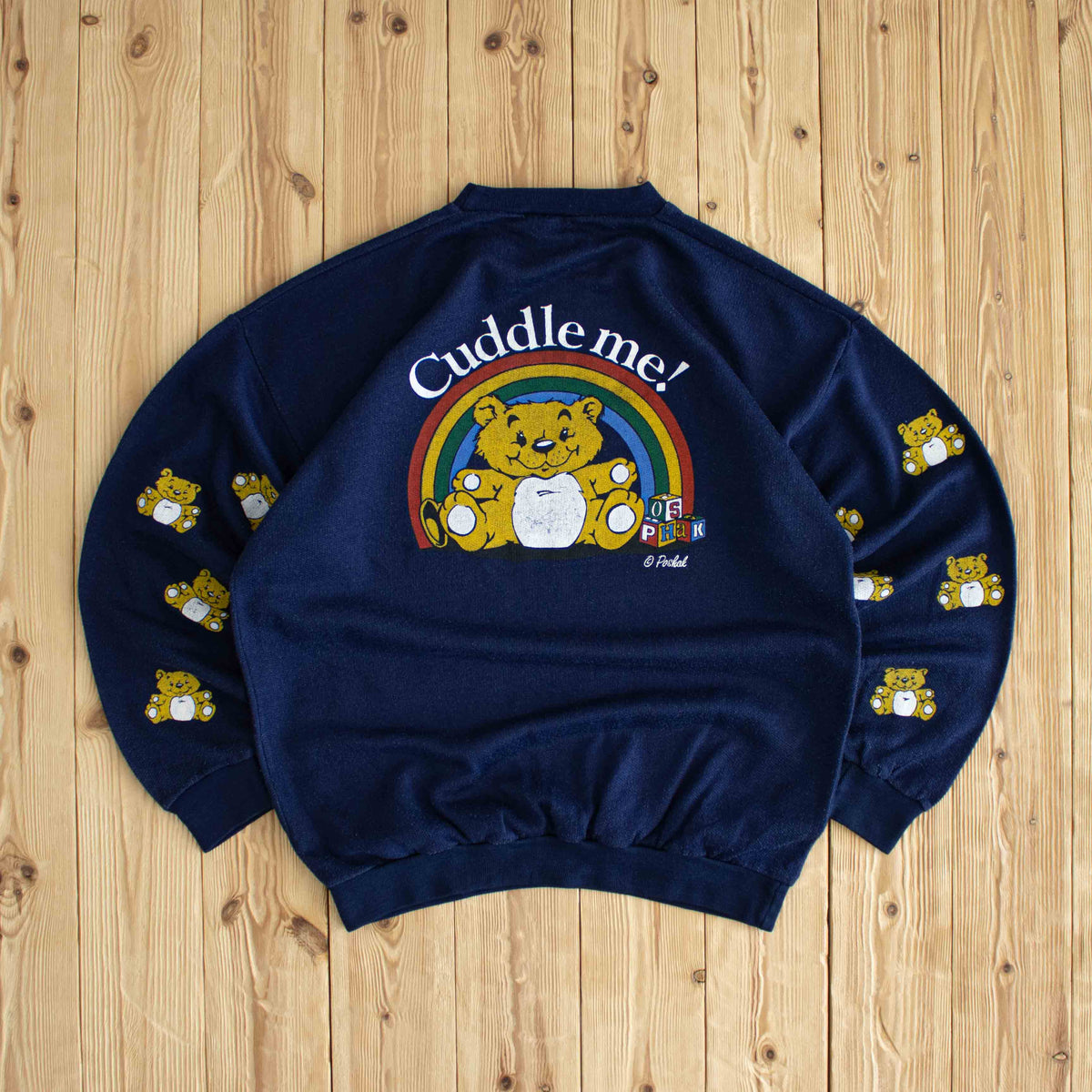 (M) Poshak 'Cuddle Me' Teddy Bears Vintage Sweatshirt Blue