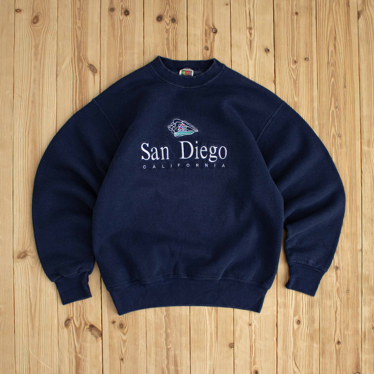 (S) San Diego California Vintage Embroidered Sweatshirt Blue