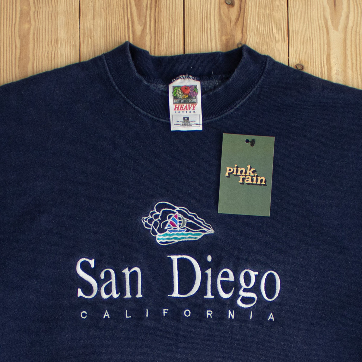 (S) San Diego California Vintage Embroidered Sweatshirt Blue