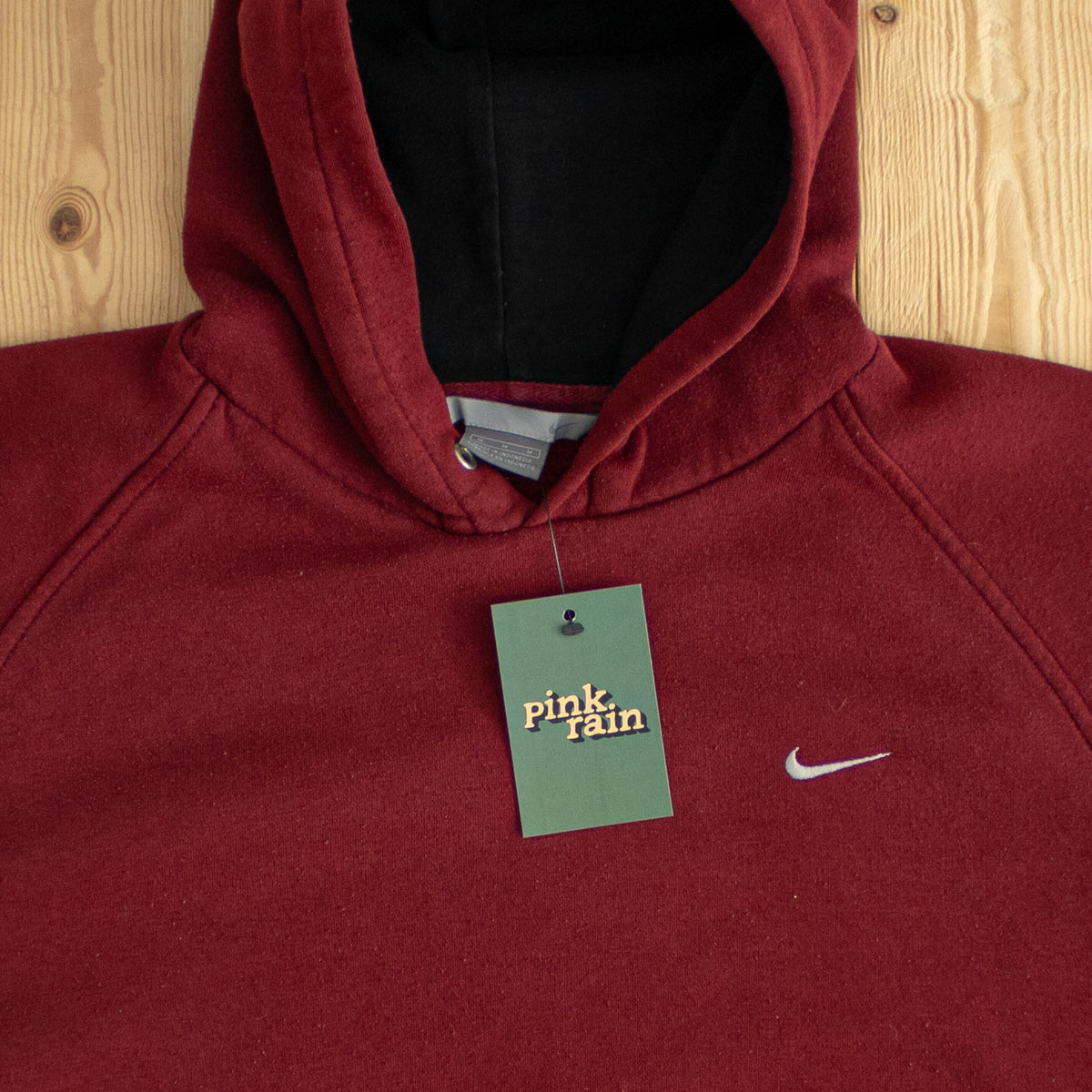 (M) Nike Vintage Essential Embroidered Hoodie Red Burgundy