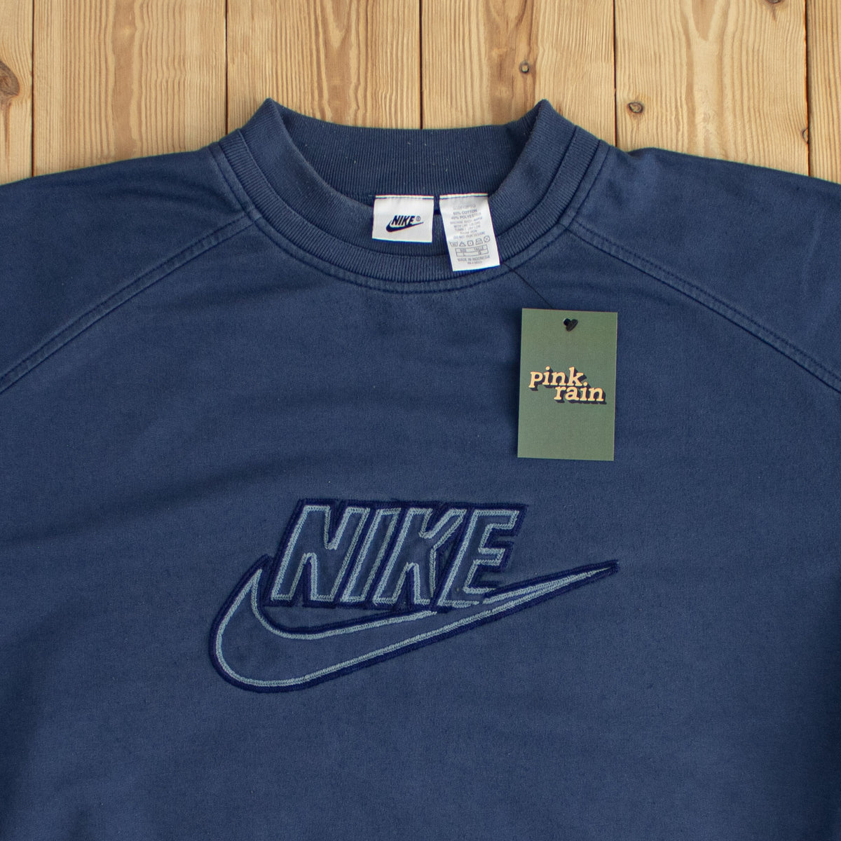 (M/L) Nike Spell Out Vintage Embroidered Sweatshirt Blue