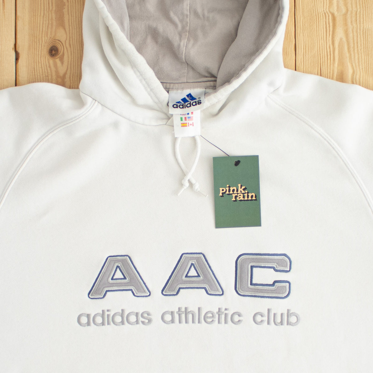 (XL) Adidas Athletic Club Vintage Embroidered Hoodie White