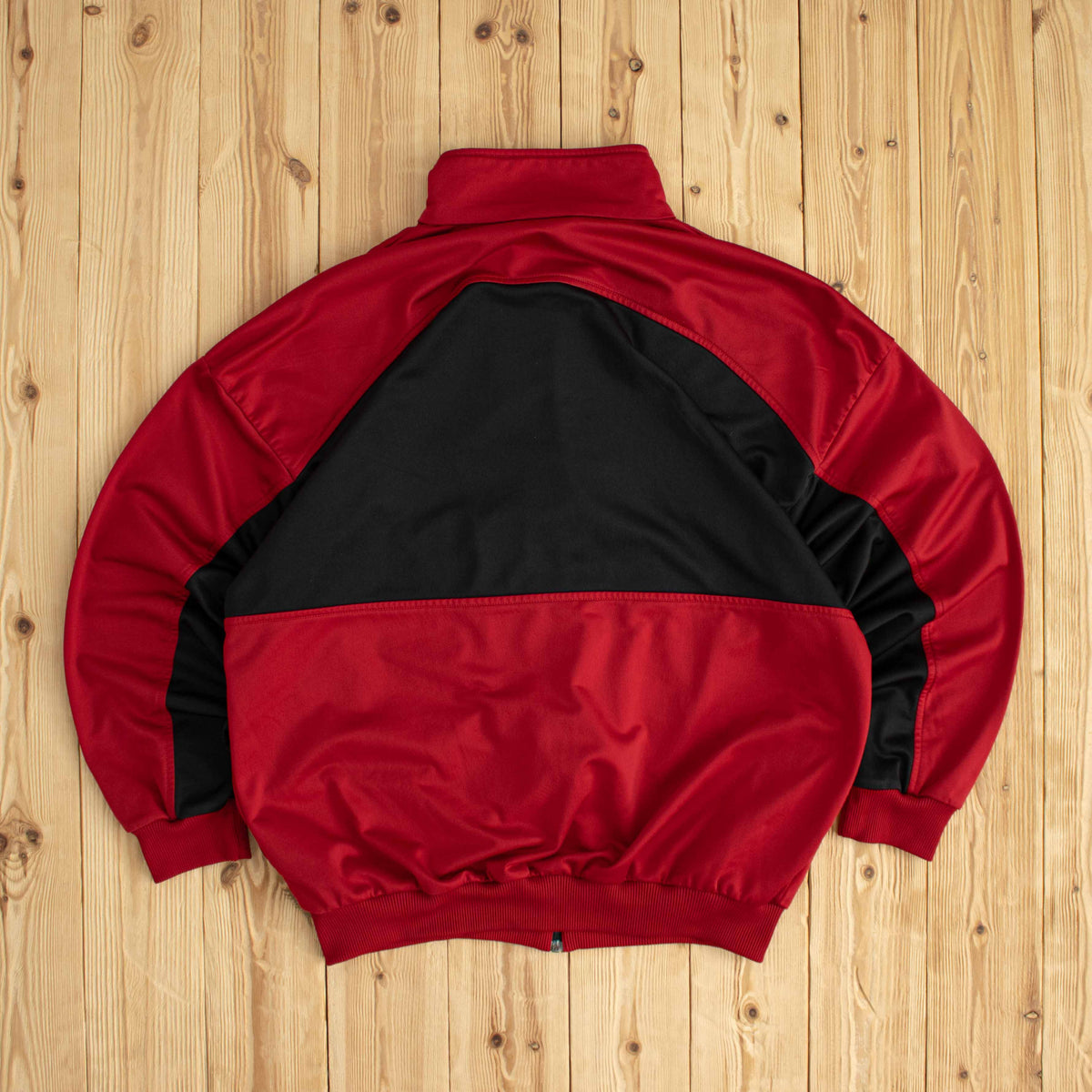 (L) Adidas Vintage Striped Embroidered Full-Zip Sweatshirt Red