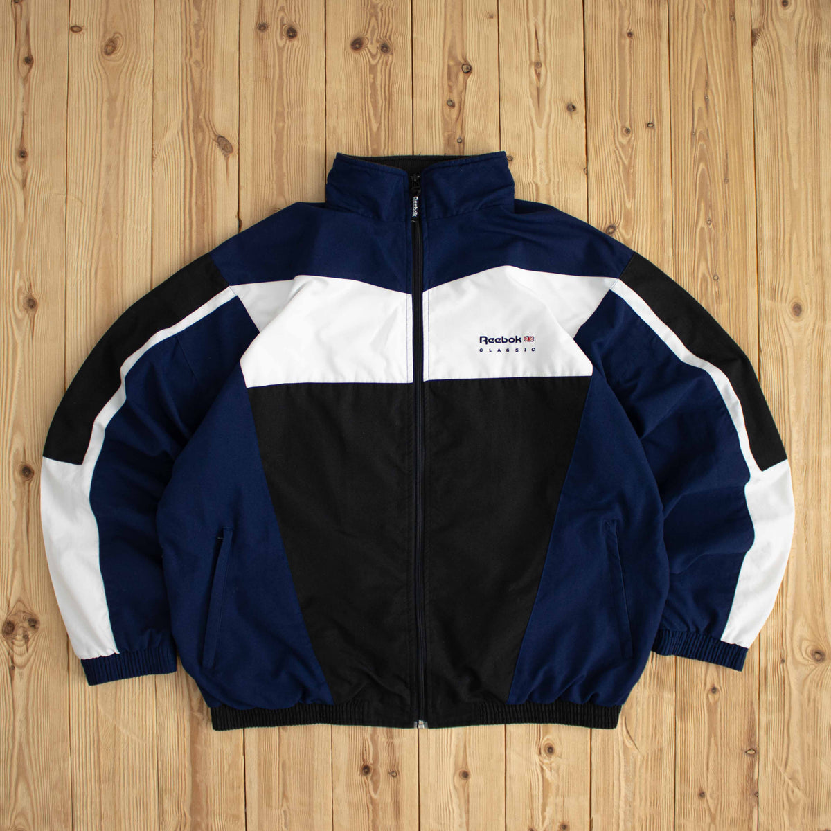 (L/XL) Reebok Classic Vintage Embroidered Jacket Blue