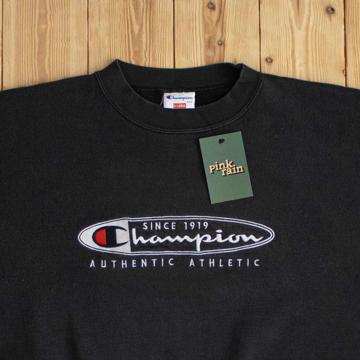 (L) Champion Authentic Athletic Vintage Embroidered Sweatshirt Black