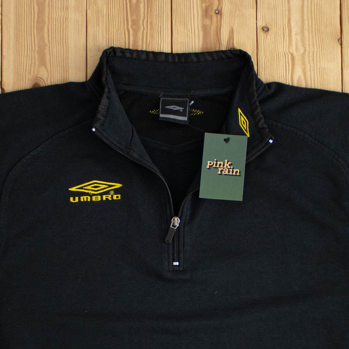 (M) Umbro Vintage Embroidered Quarter-Zip Black