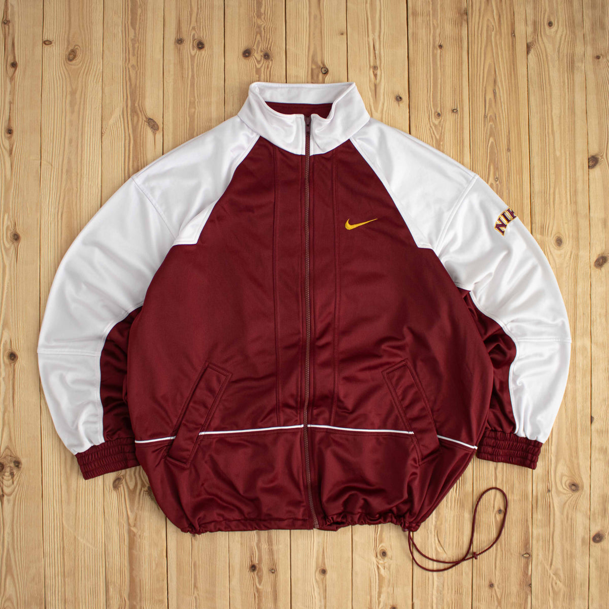 (XL) Nike Authentic Basketball Vintage Embroidered Full-Zip Jacket/Sweatshirt Burgundy