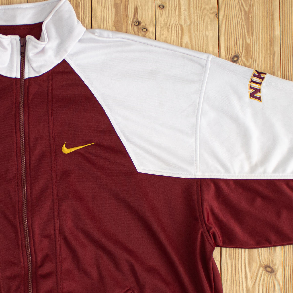 (XL) Nike Authentic Basketball Vintage Embroidered Full-Zip Jacket/Sweatshirt Burgundy