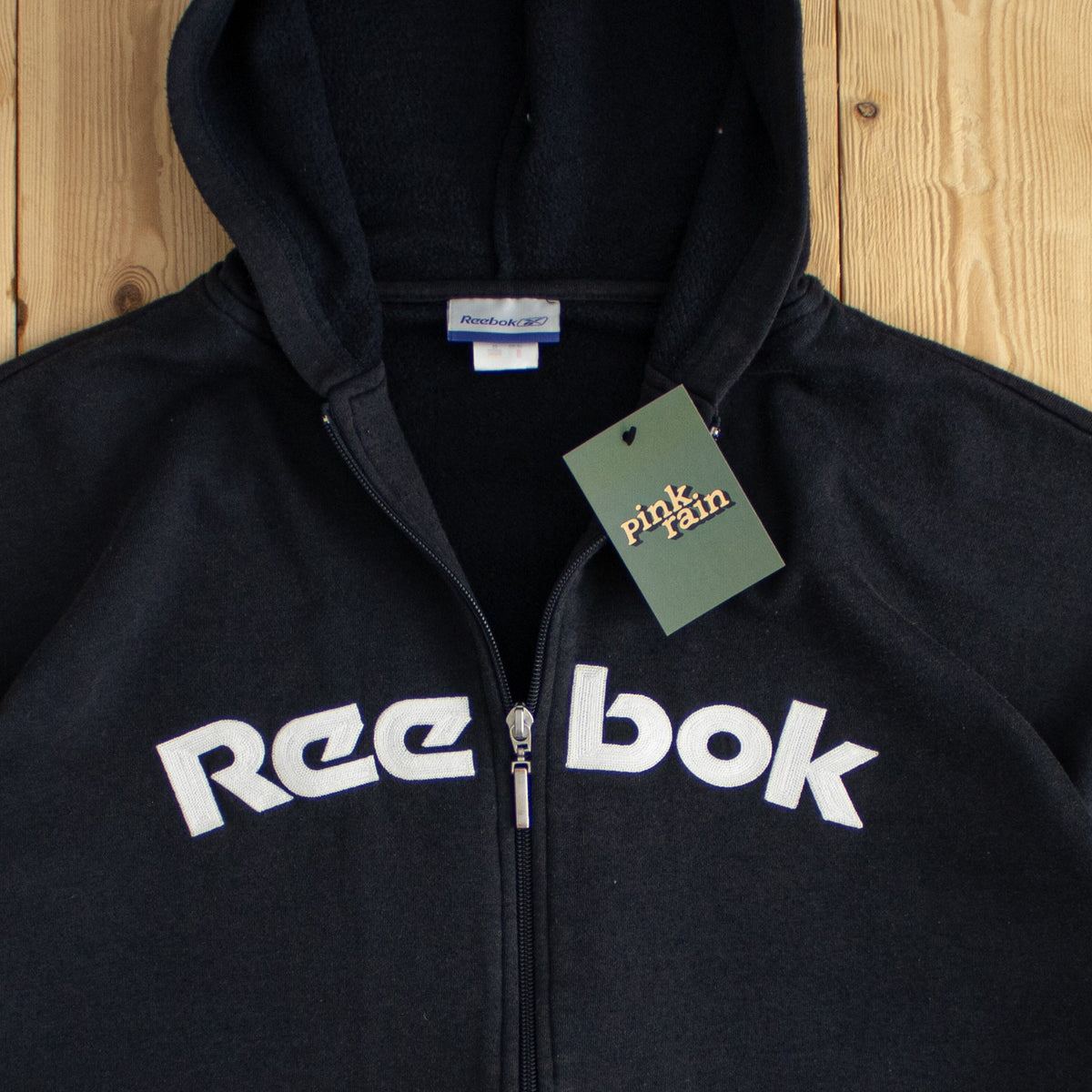 (L) Reebok Vintage Embroidered Full-Zip Hoodie Gray Black