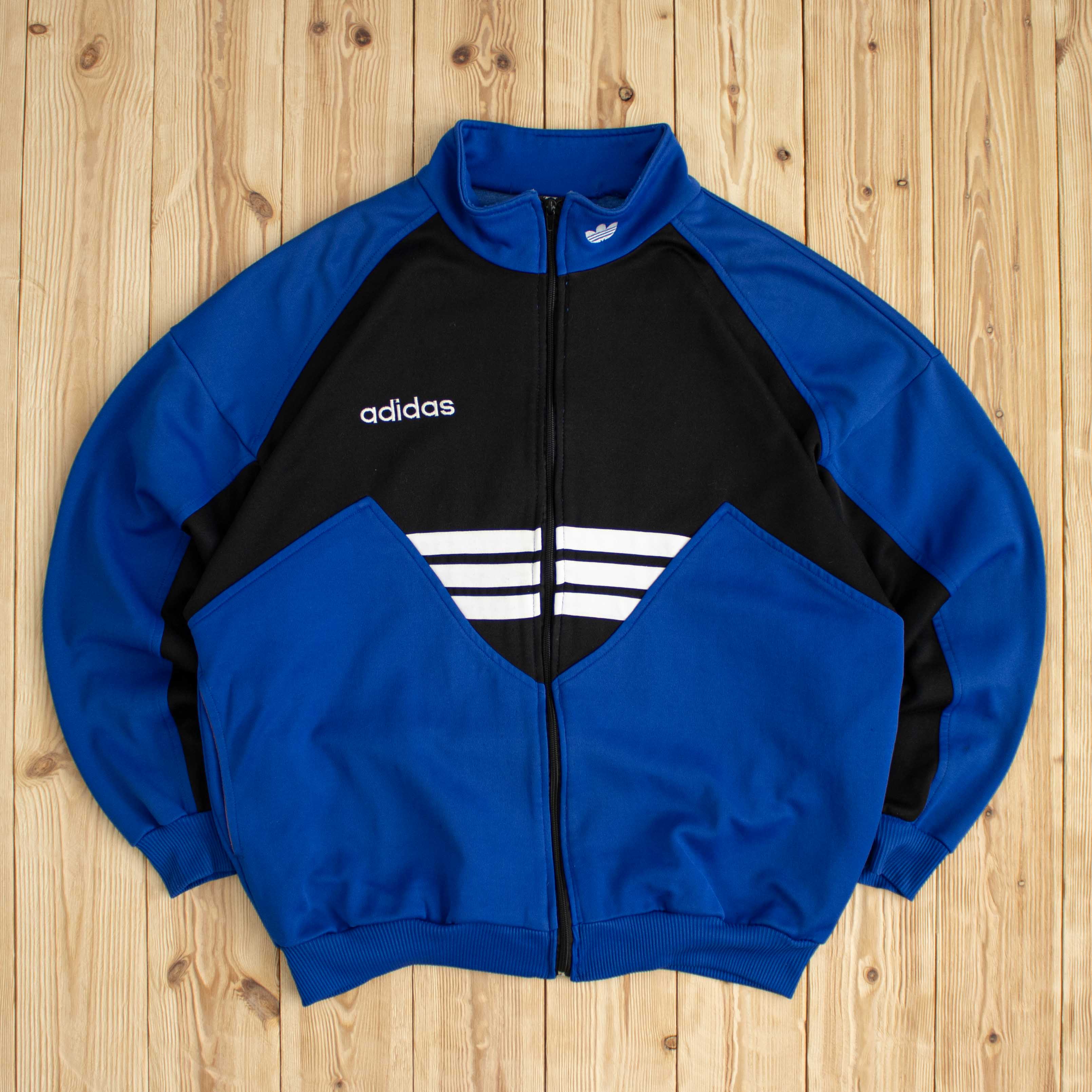 (L) Vintage Adidas Embroidered Full-Zip Sweatshirt