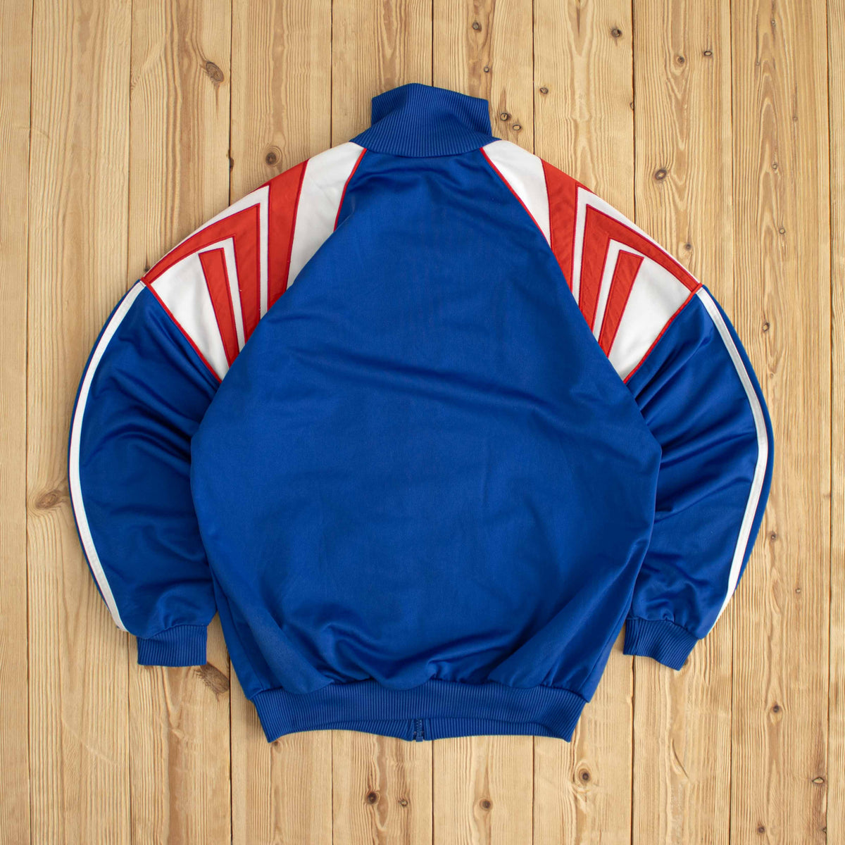 (S/M) Adidas Vintage Embroidered Full-Zip Sweatshirt Blue