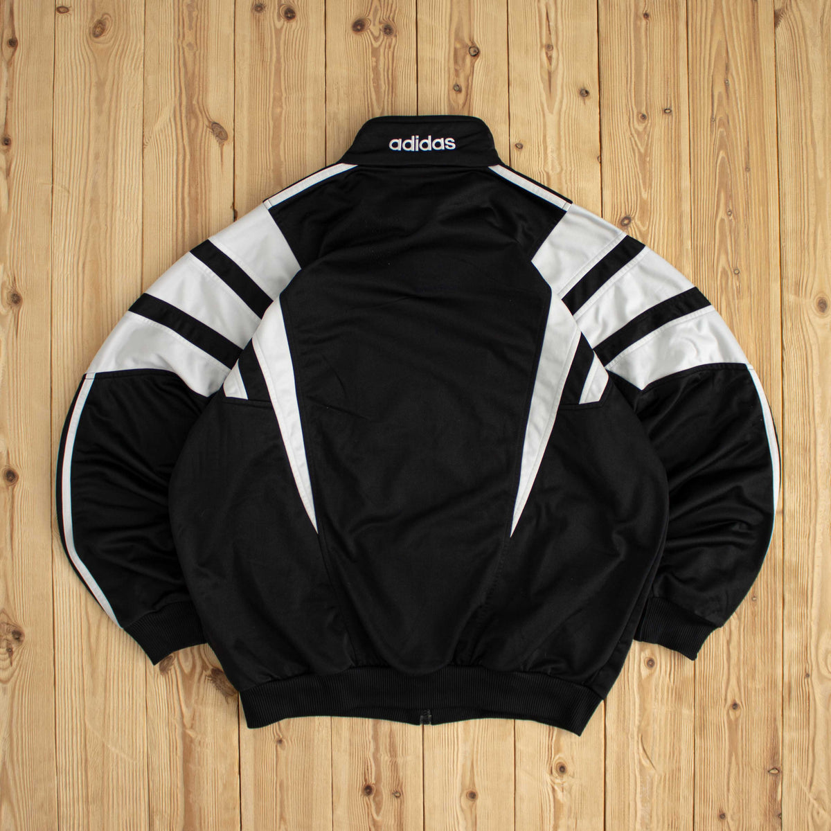 (L) Adidas Vintage Embroidered Full-Zip Sweatshirt Black