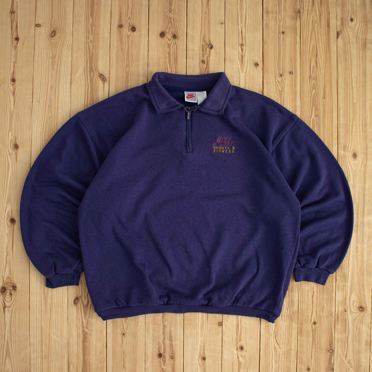 (L) Nike Sports & Fitness Vintage Embroidered Quarter-Zip Purple