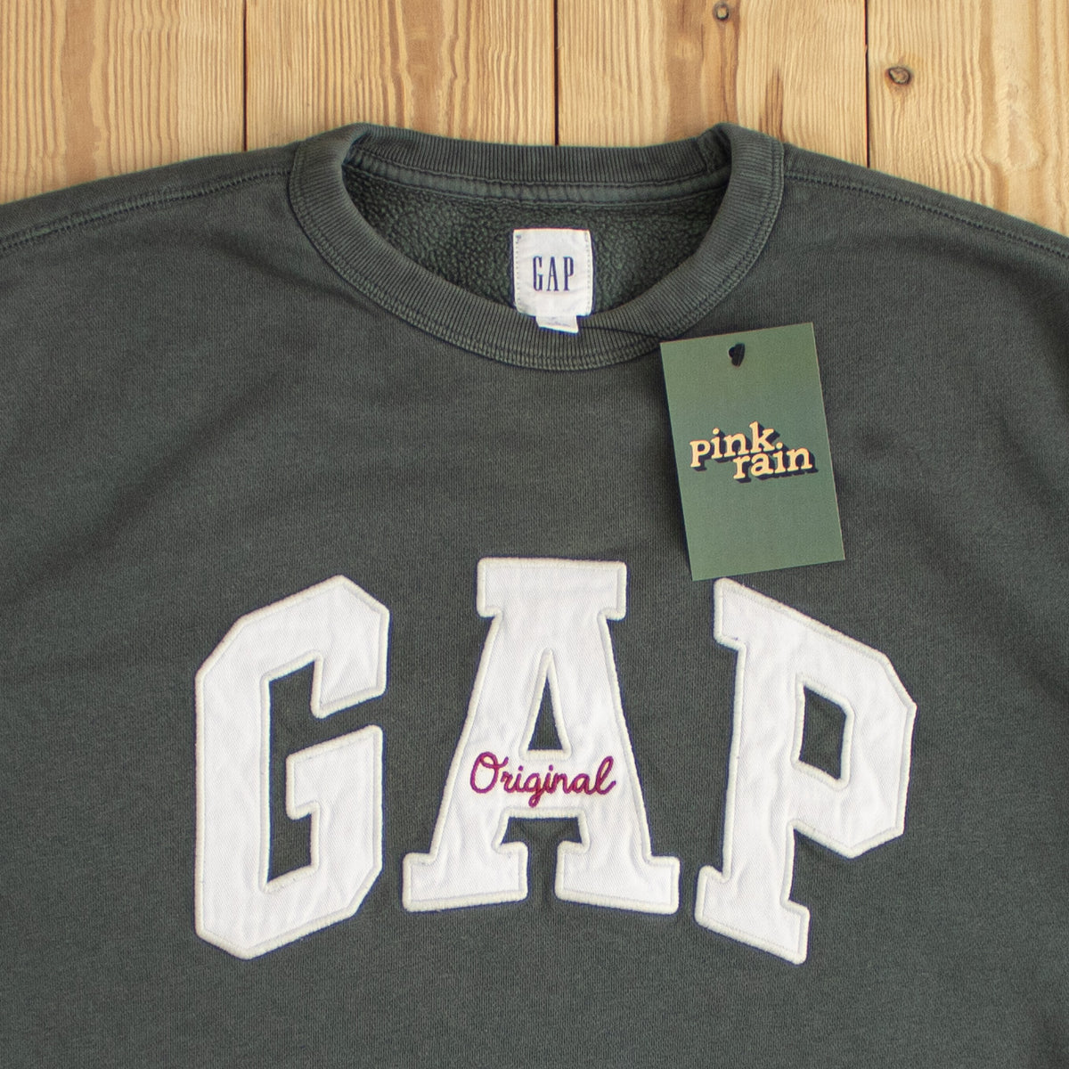 (S) GAP Original Vintage Embroidered Sweatshirt Green