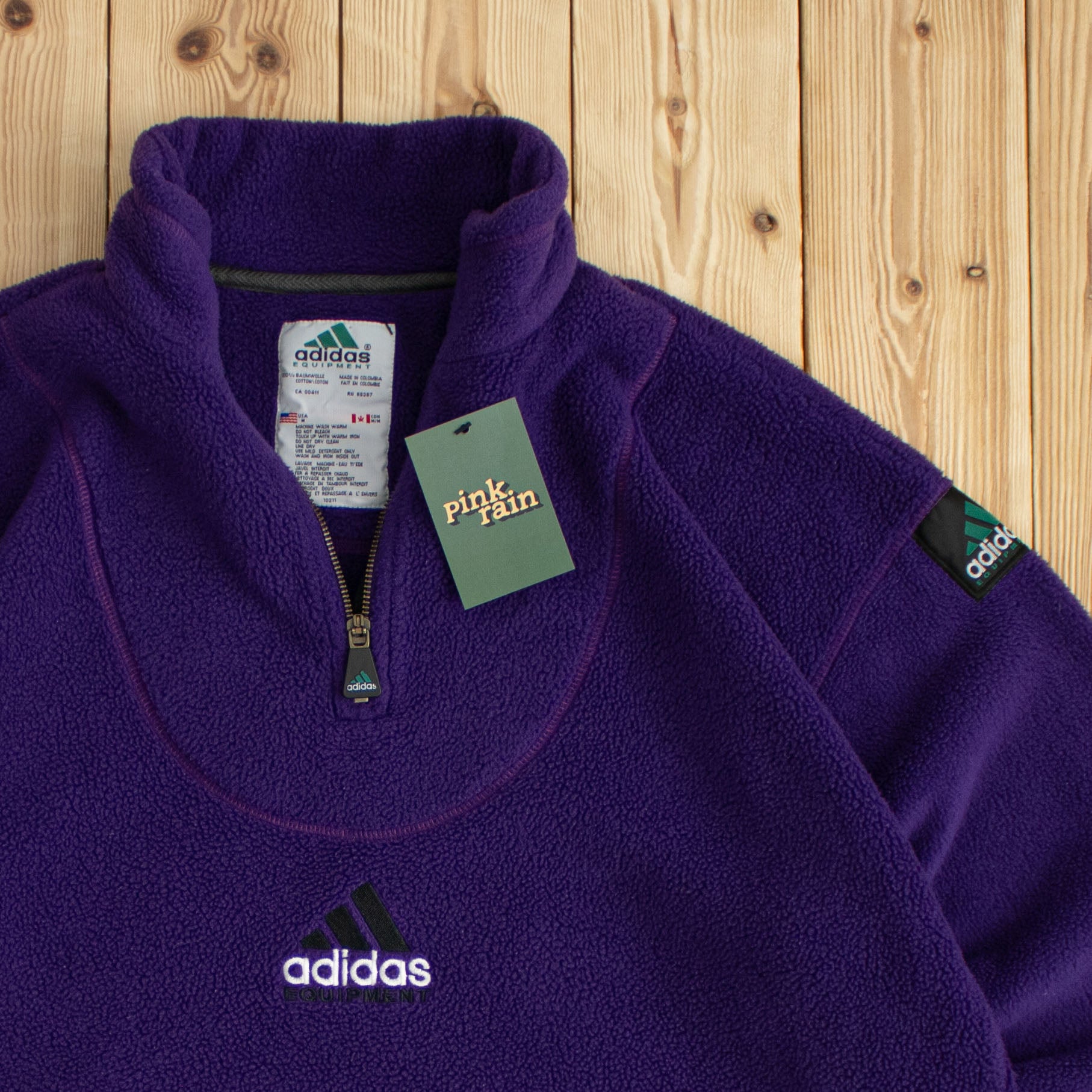 (L) Vintage Adidas Equipment Embroidered Fleece Quarter-Zip