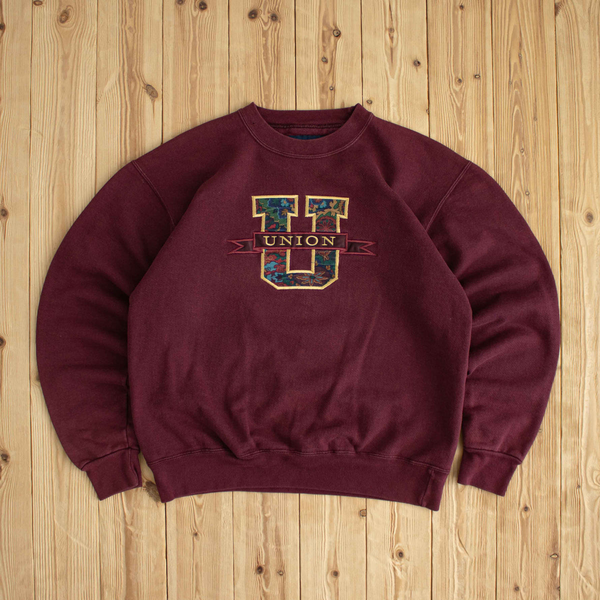 (M/L) Jansport Union Vintage Embroidered Sweatshirt Burgundy