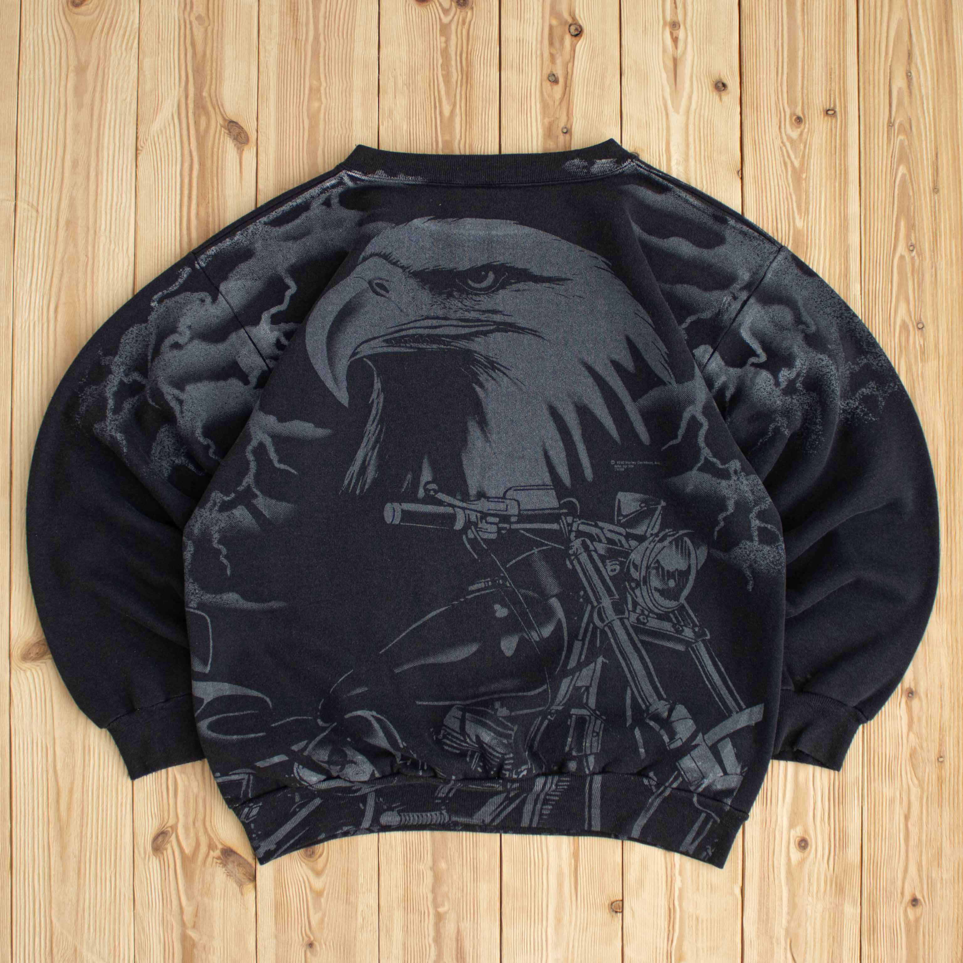 (M/L) 1993 Harley Davidson All-Over Print Eagle Sweatshirt