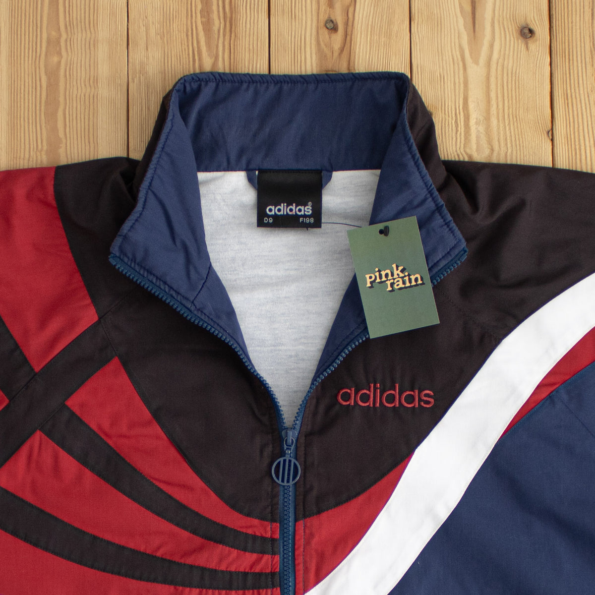 (XL) Adidas Vintage Striped Embroidered Jacket Blue