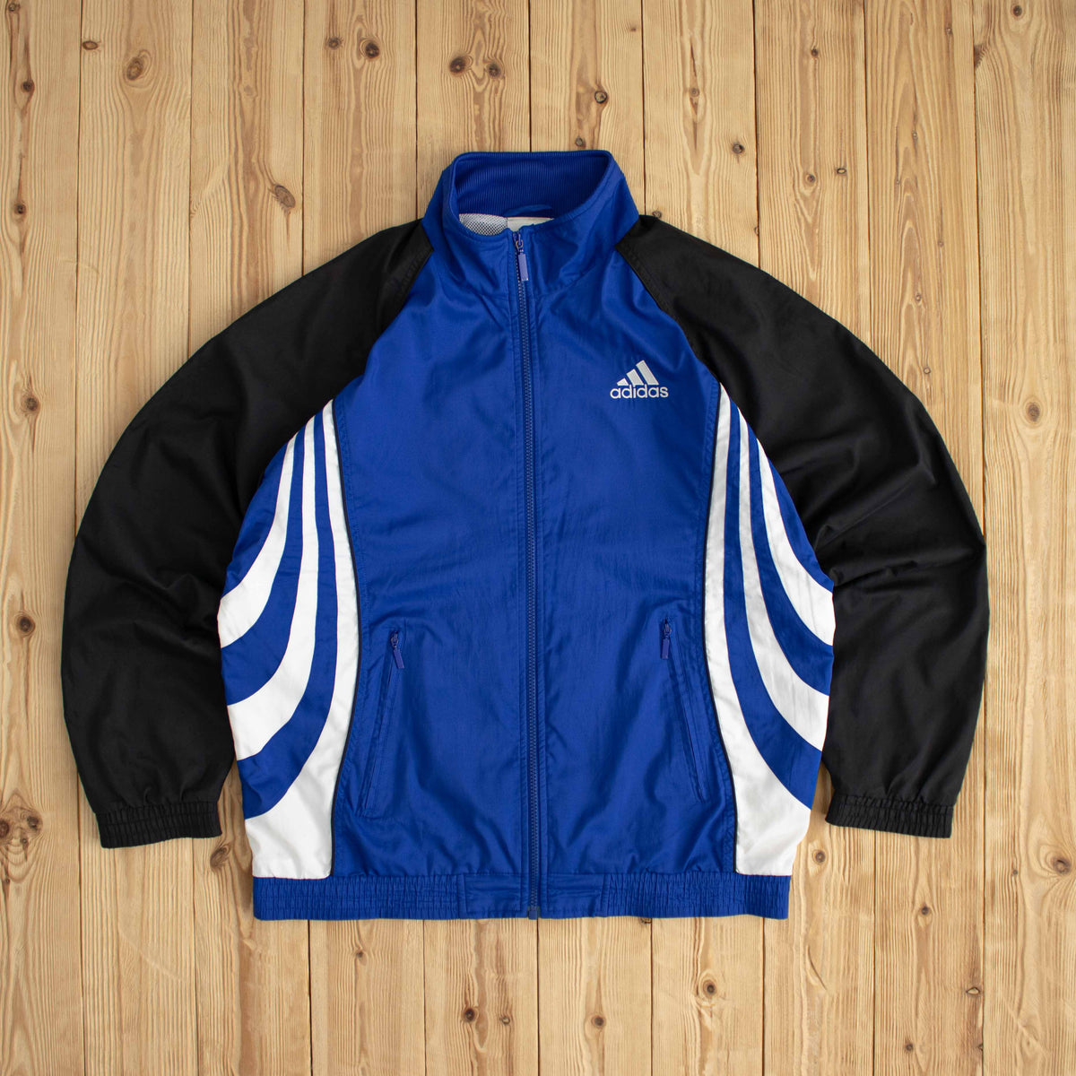 (M/L) Adidas Vintage Side Striped Embroidered Light Jacket Blue