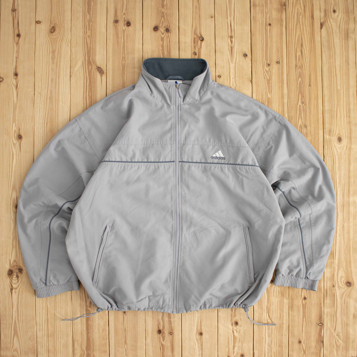 (XL) Adidas Back Logo Vintage Embroidered Jacket Gray