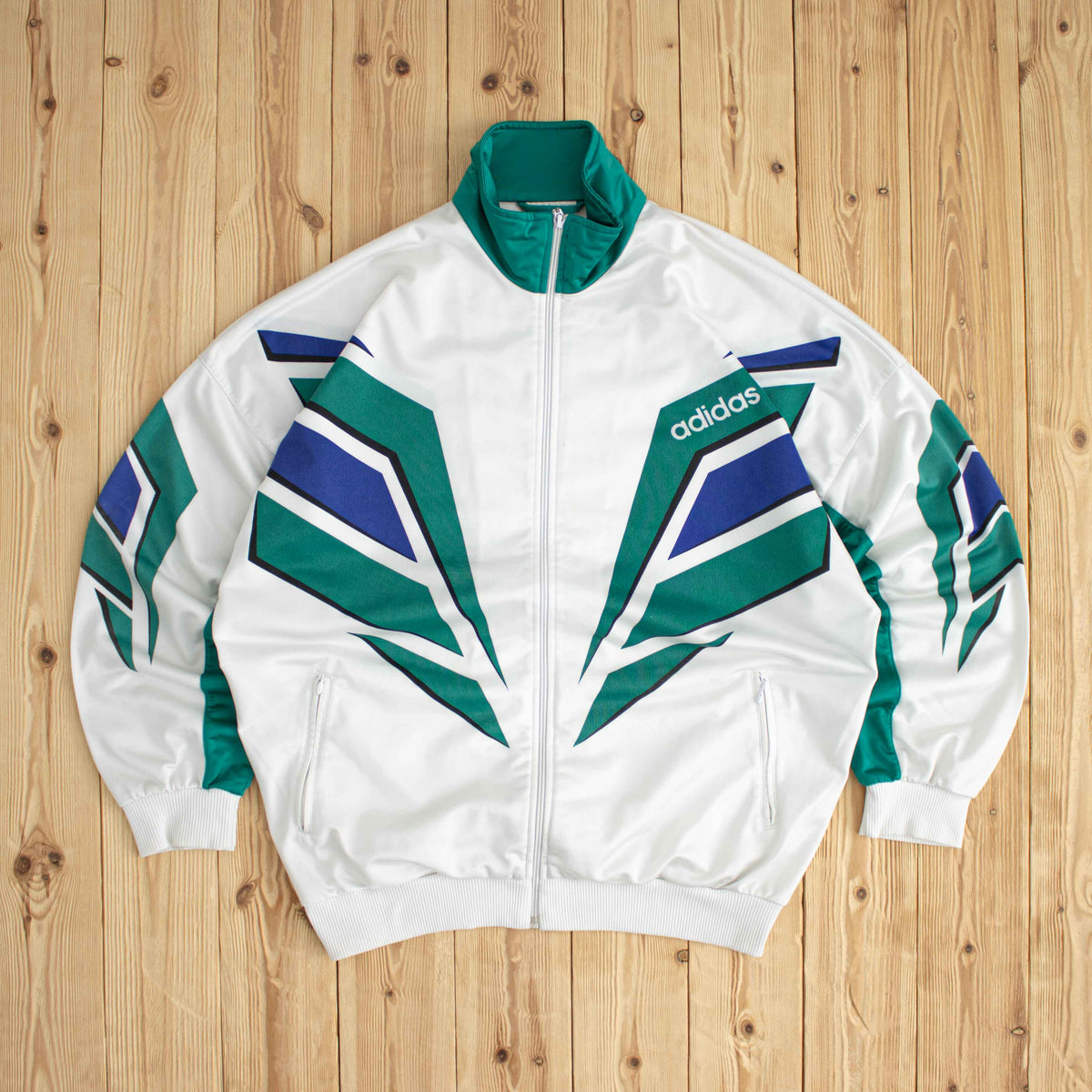 (XL) Adidas Vintage Full-Zip Sweatshirt White