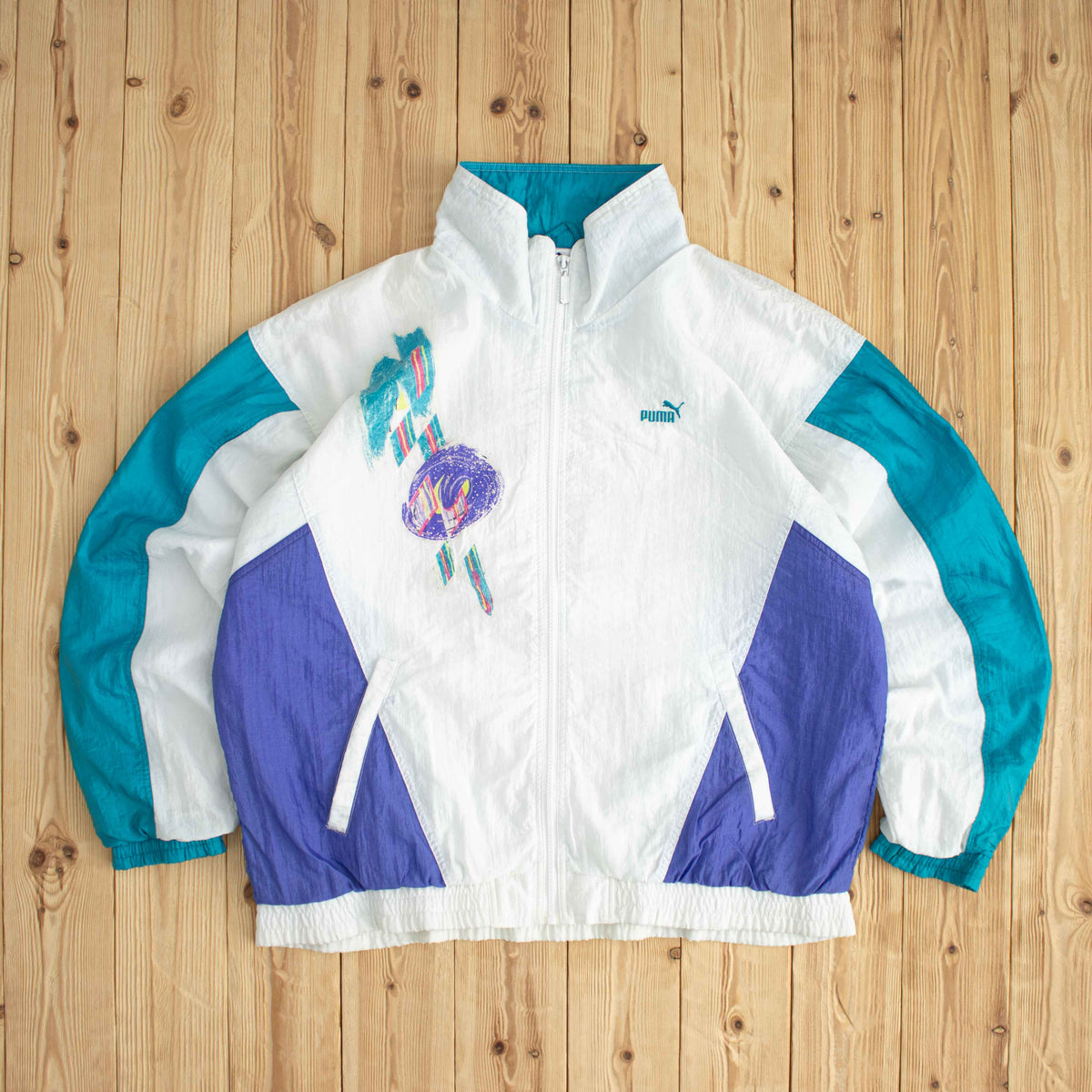 (XL) Puma Vintage Embroidered Jacket White