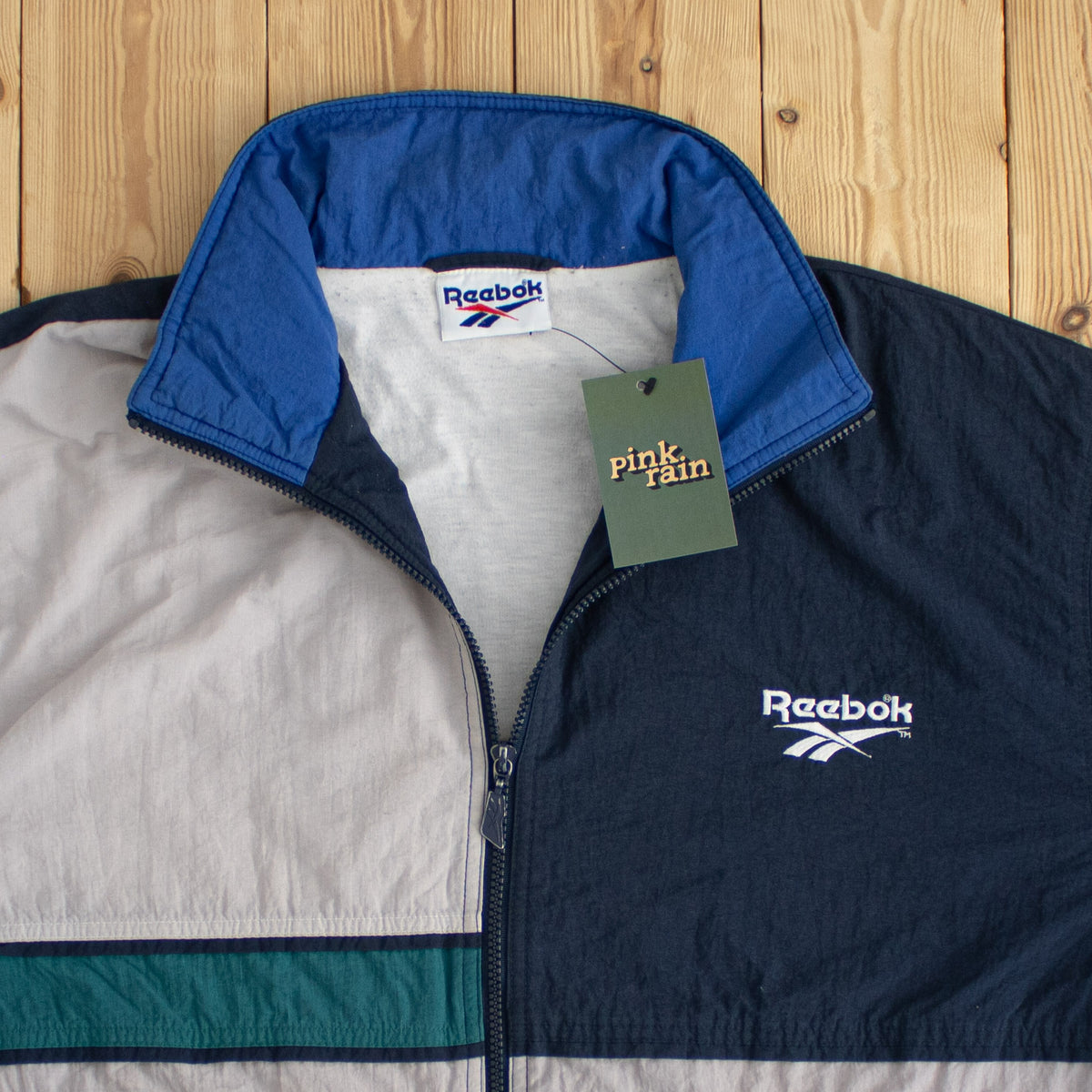 (L) Reebok Vintage Embroidered Jacket Blue