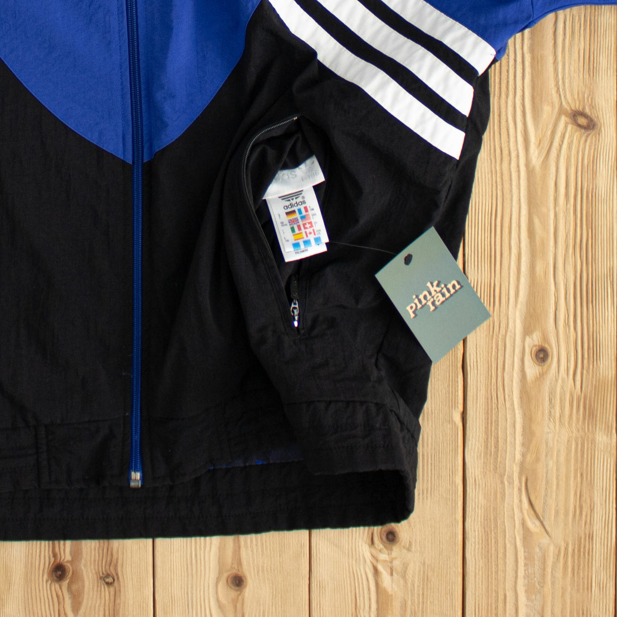 (L/XL) Adidas Vintage Embroidered Reversible Jacket Black Blue