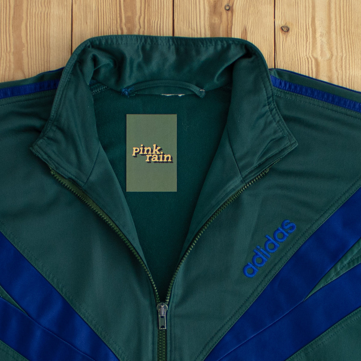 (M/L) Adidas Vintage Embroidered Full-Zip Sweatshirt Green