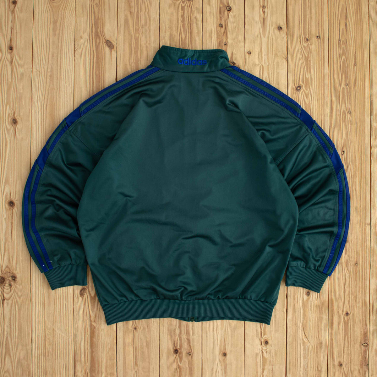 (M/L) Adidas Vintage Embroidered Full-Zip Sweatshirt Green