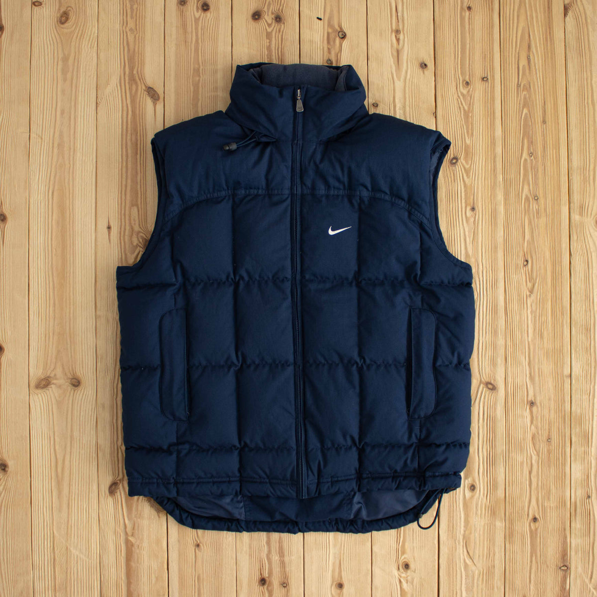 (M) Nike Vintage Quilted Embroidered Puffer Vest Blue