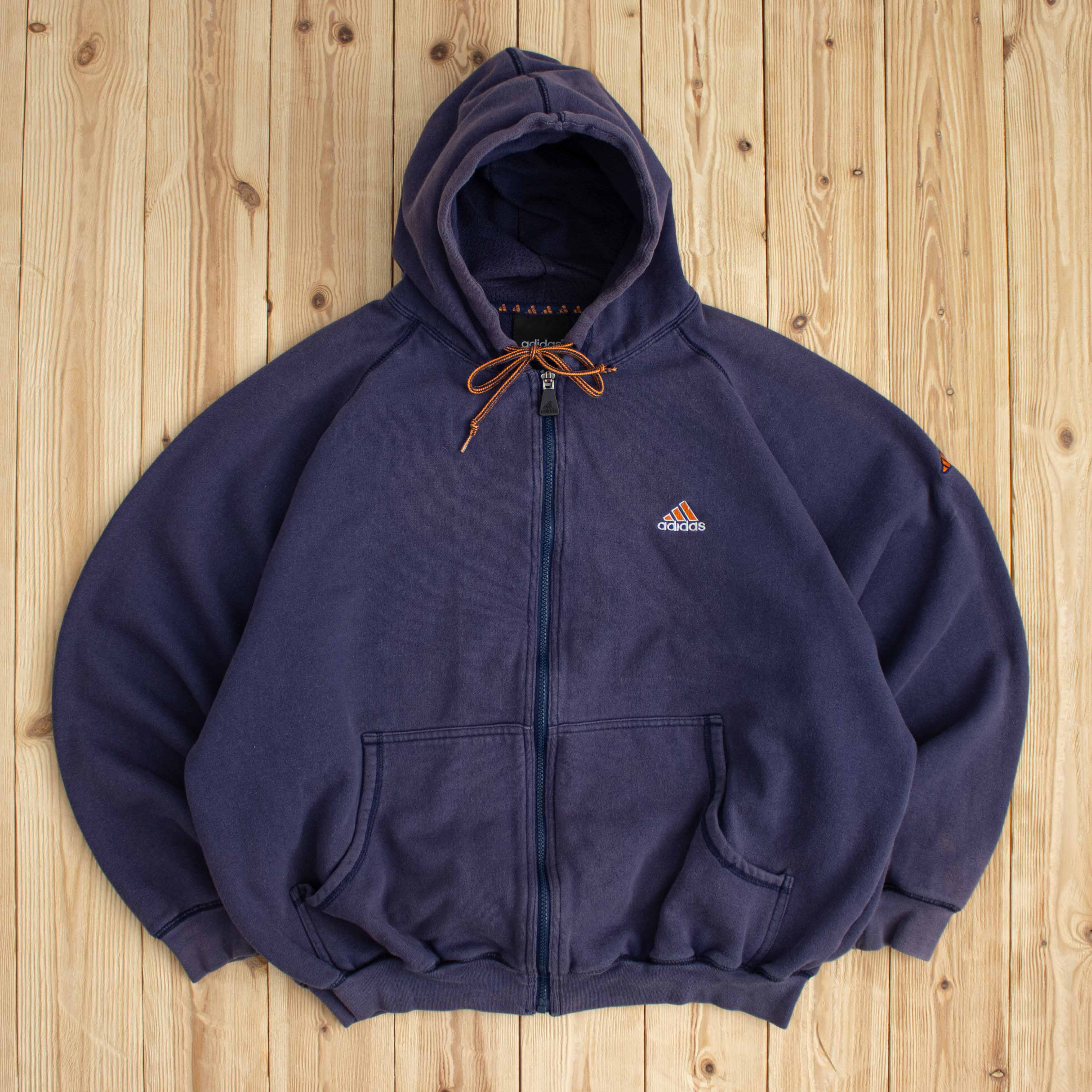 (L) Vintage Adidas Essential Embroidered Full-Zip Hoodie