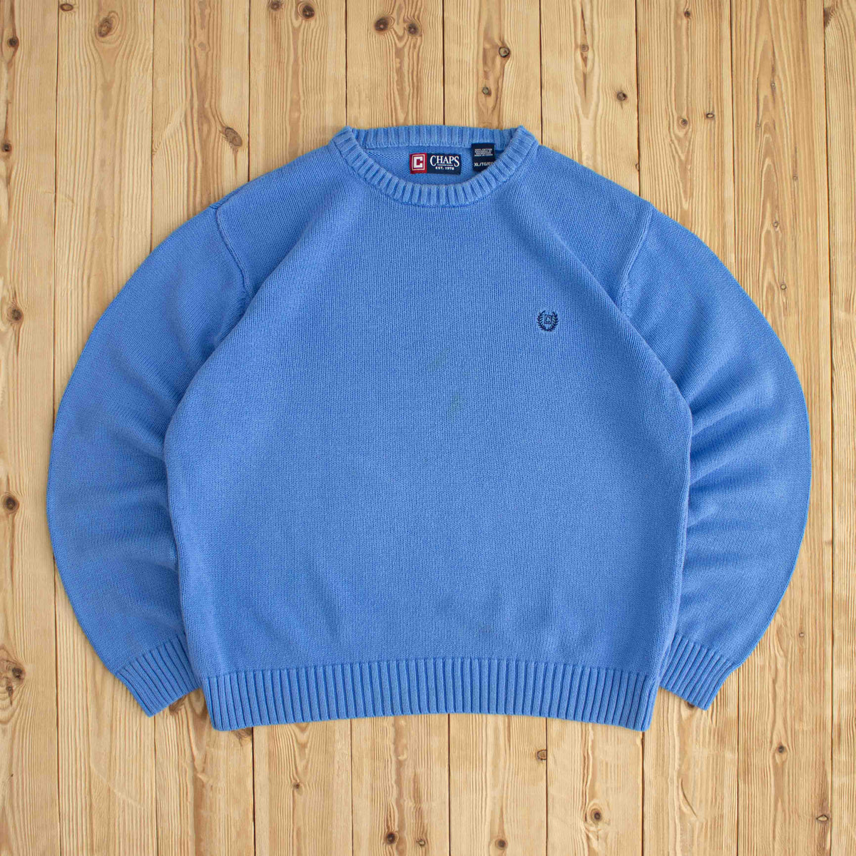 (L/XL) Chaps Ralph Lauren Vintage Embroidered Sweater Blue