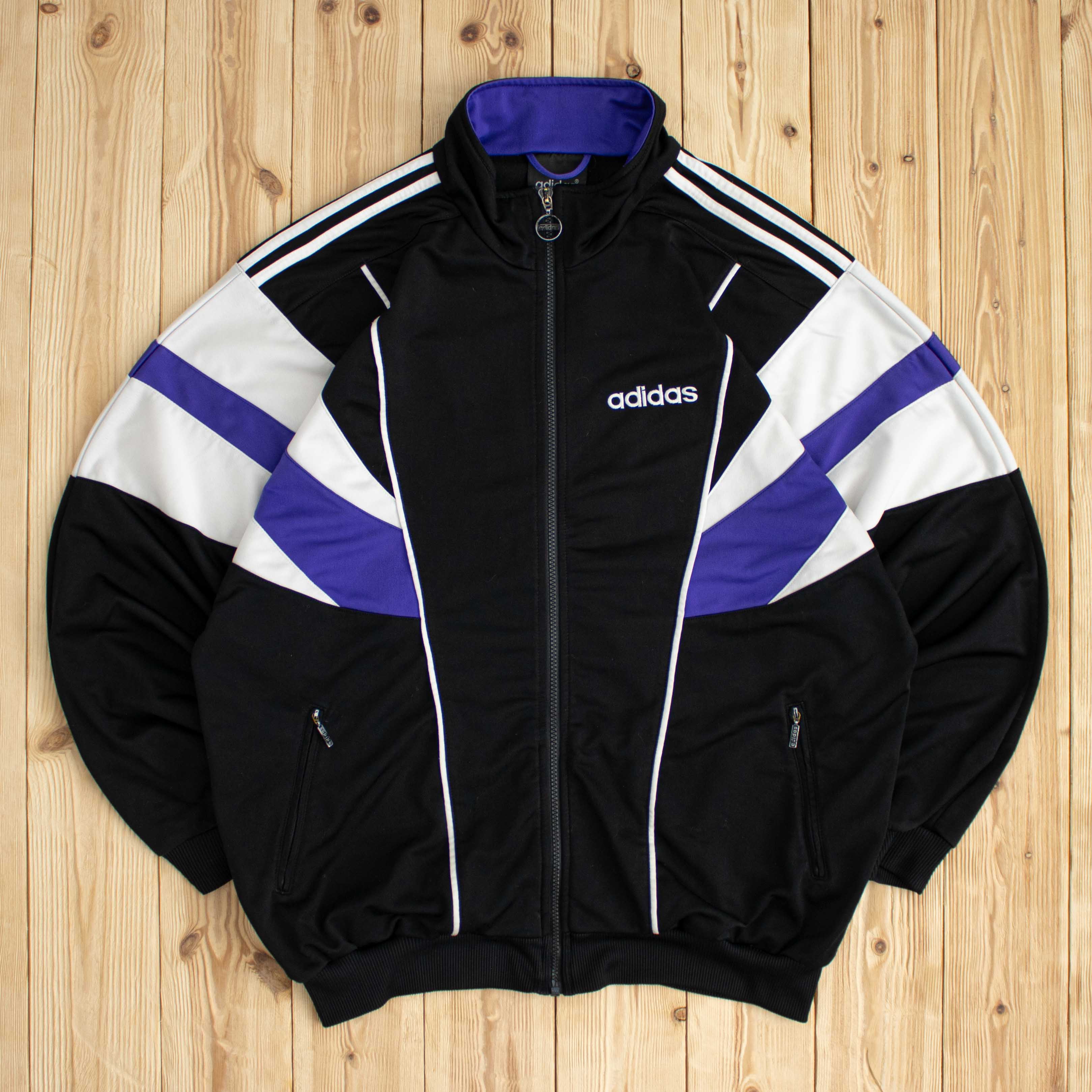 (L) Vintage Adidas Embroidered Full-Zip Sweatshirt